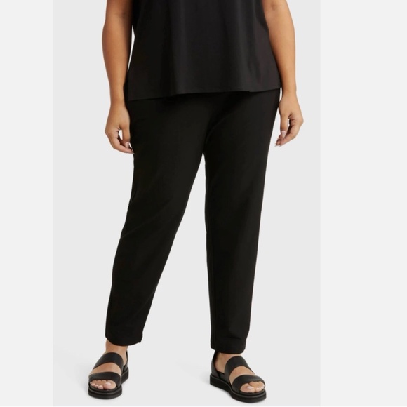 Eileen Fisher Black Slim Pants Plus Size Pull-On 3X office business casual work - Picture 3 of 13